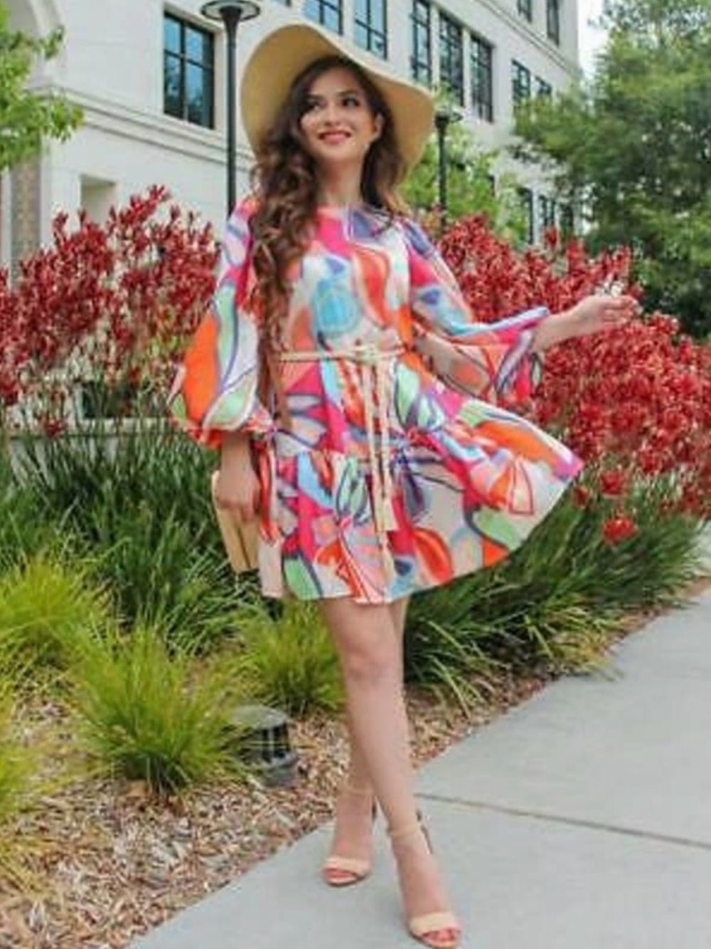 Alexis x Target Floral Long Sleeve Rope Belt Dress
